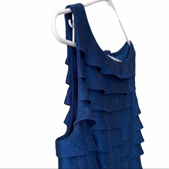 Adrianna Papell Occasions Navy Blue Tiered Sleeveless Cocktail Dress Women’s 10 - Picture 3 of 16